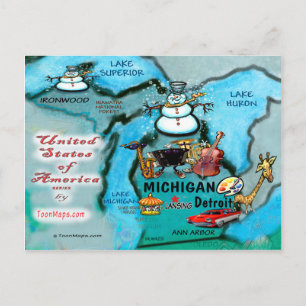 Michigan USA-kort Vykort