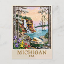 Michigan USA Road Trip Pictured Rocks Vintage Skåp