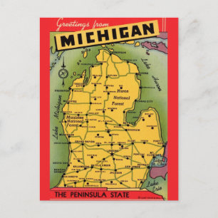Michigan Välkomstkartpostkort Vykort
