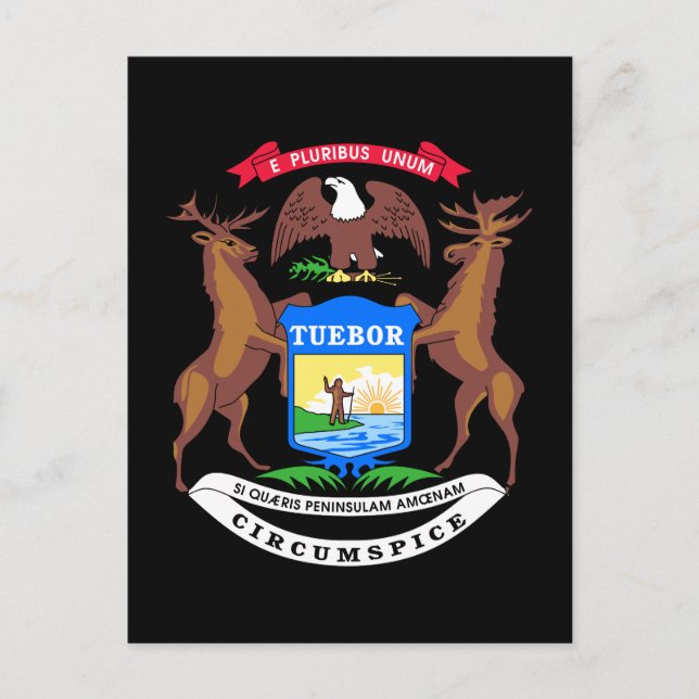 Michigan vapensköld vykort (Framsida)