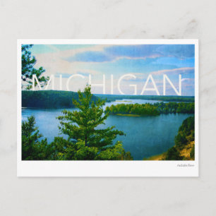 michigan view of au sable River Vykort