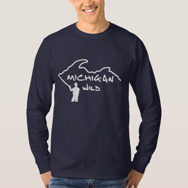 Michigan Vild Logotyp Långärmad T-Shirt (Framsida)