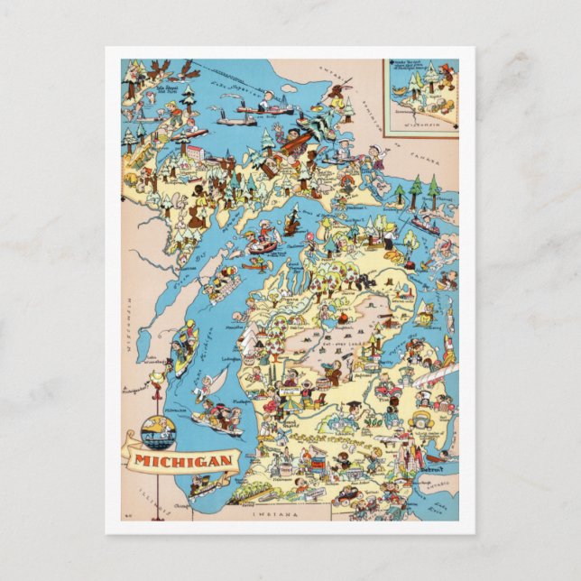 Michigan Vintage Funny Karta Vykort (Framsida)