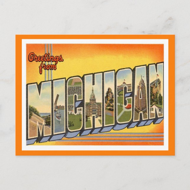 Michigan Vintage resor Vykort (Framsida)