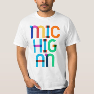 Michigan Vintage Retro Pop Art 80s primärt Färg T Shirt