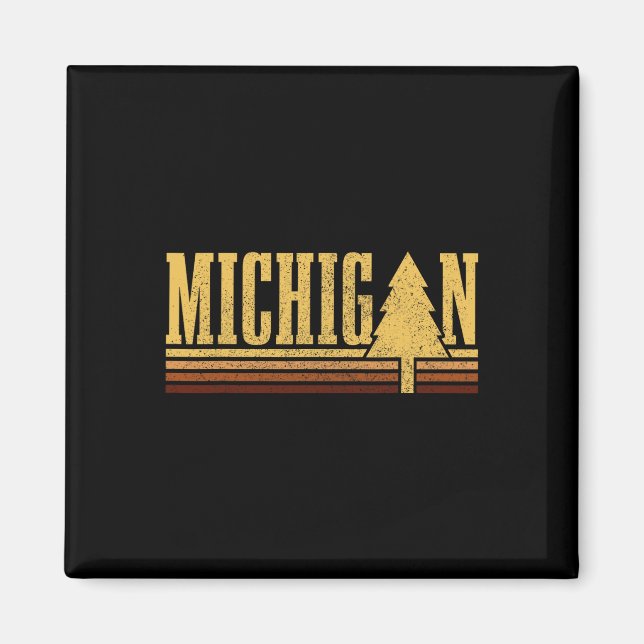 Michigan Vintage Träd Stat Stolt Camping Vandring  Magnet (Framsidan)