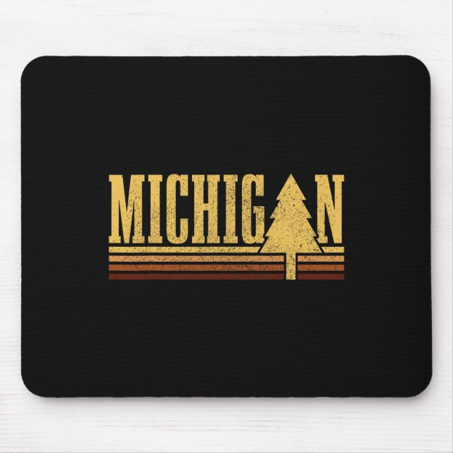 Michigan Vintage Träd Stat Stolt Camping Vandring  Musmatta (Framsidan)