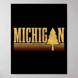 Michigan Vintage Träd Stat Stolt Camping Vandring Poster