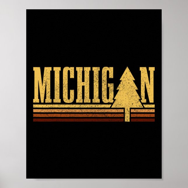 Michigan Vintage Träd Stat Stolt Camping Vandring  Poster (Framsidan)