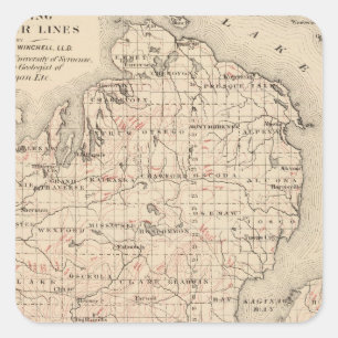 Michigan visar kontur linjer fyrkantigt klistermärke