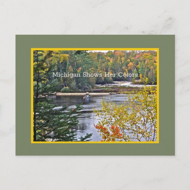 MICHIGAN VISAR SINA FÄRGER/HÖSTFÄRGER I U.P. POS VYKORT (Framsida)