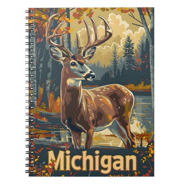 Michigan Vitskalig hjort Anteckningsbok (Framsidan)