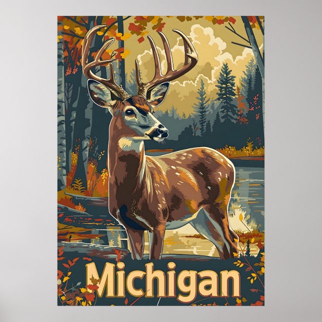 Michigan Vitskalig hjort Poster (Framsidan)