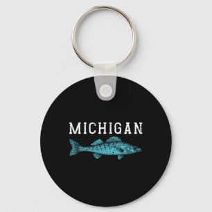 Michigan Walleye Fisherman Angler Midwest Nyckelring