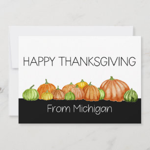Michigan Watercolor pumpkins Thanksgiving Card Julkort