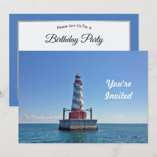 Michigan White Shoal Lighthouse Photo Birthday Inbjudningar
