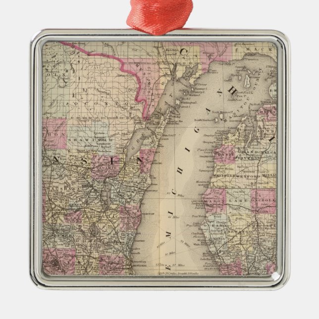 Michigan Wisconsin Julgransprydnad Metall (Framsidan)