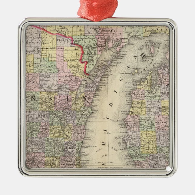 Michigan Wisconsin Julgransprydnad Metall (Framsidan)