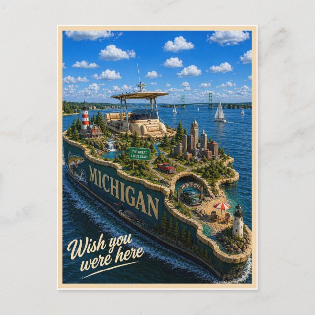 Michigan | Wish You Were Here | Statserie Vykort (Framsida)