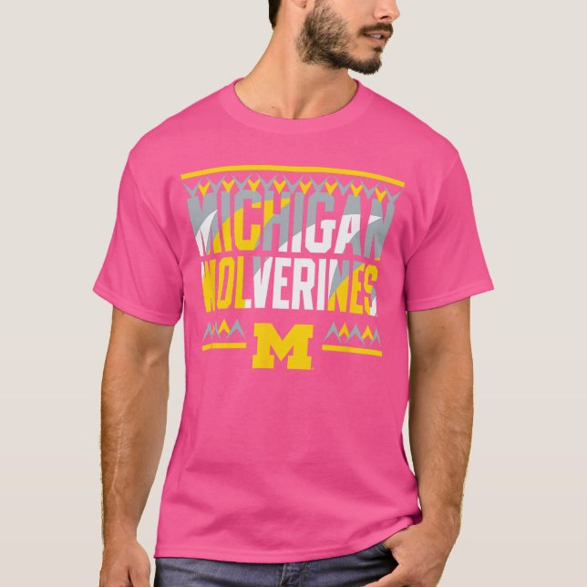 Michigan Wolverines Retro Sharktooth Navy family b T Shirt (Framsida)