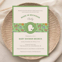Michigan Woodland Animals Grönt Baby Shower