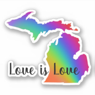 Michigander   kärlek är kärlek  pride med regnbåge klistermärken