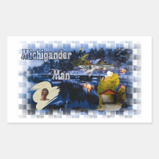 Michigander Man Winter! Rektangulärt Klistermärke