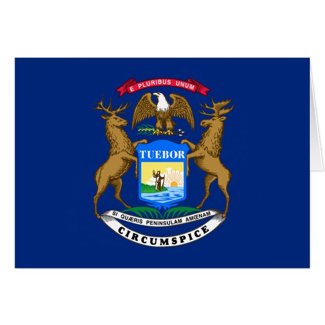 Michigans delstatsflagga hälsningskort (Framsidan Horizontal)
