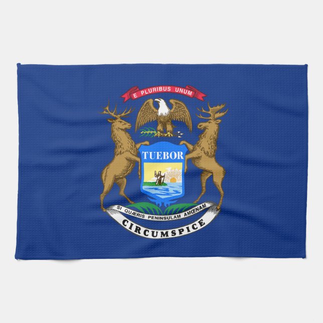 Michigans delstatsflagga kökshandduk (Horisontell)