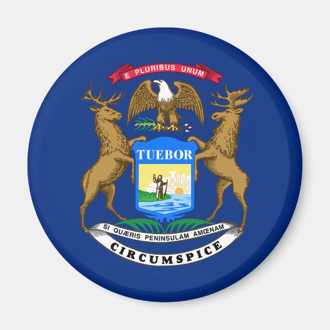 Michigans delstatsflagga magnet (Framsidan)