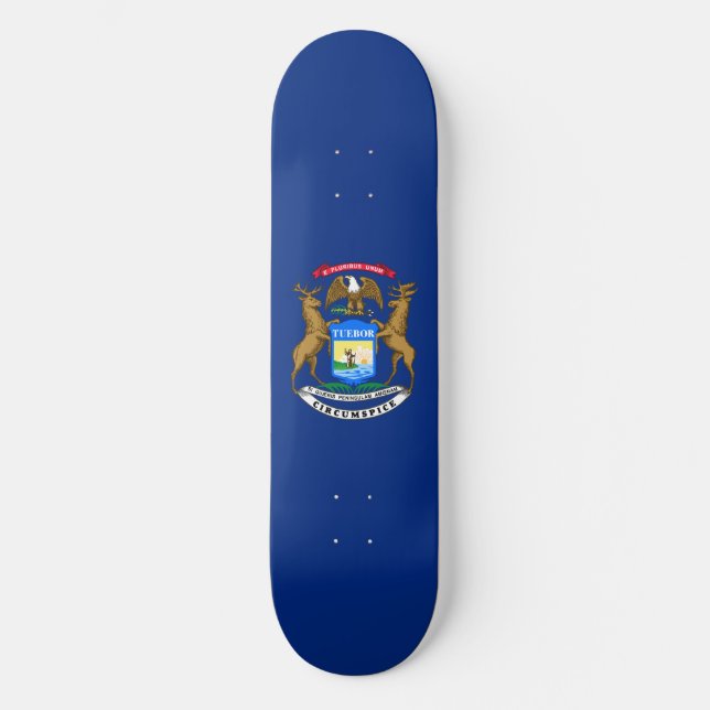 Michigans delstatsflagga mini skateboard bräda 18,5 cm (Framsida)