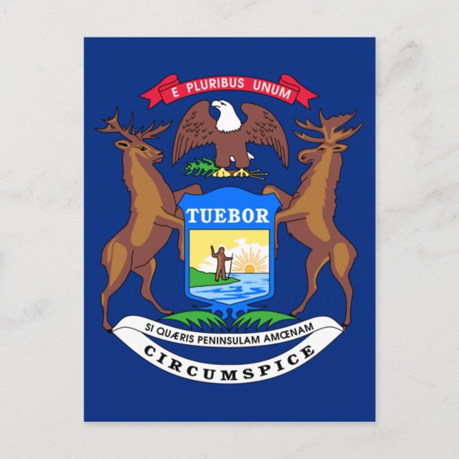 Michigans delstatsflagga vykort (Framsida)