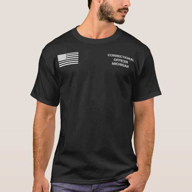 Michigans korrektionsförrättare Thin Grått Line T Shirt (Framsida)