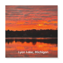 Michigans Lyon Lake Sunrise Magnet