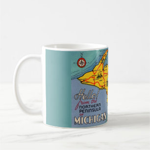 Michigans norra Peninsula Karta Kaffemugg