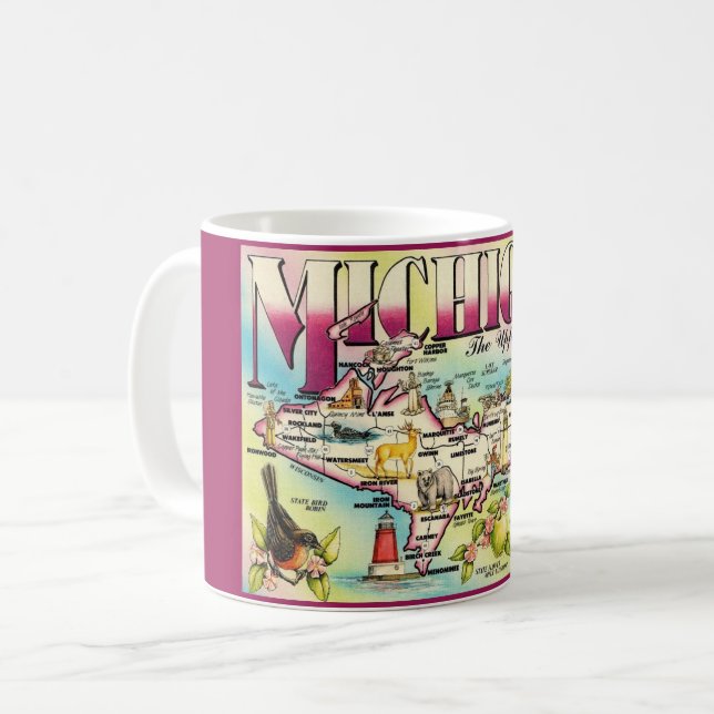 Michigans övre halvö karta mugg (Framsida vänster)