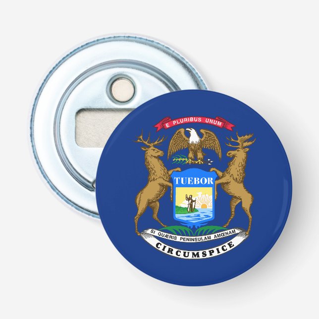 Michigans statsflagga flasköppnare (Framsidan)