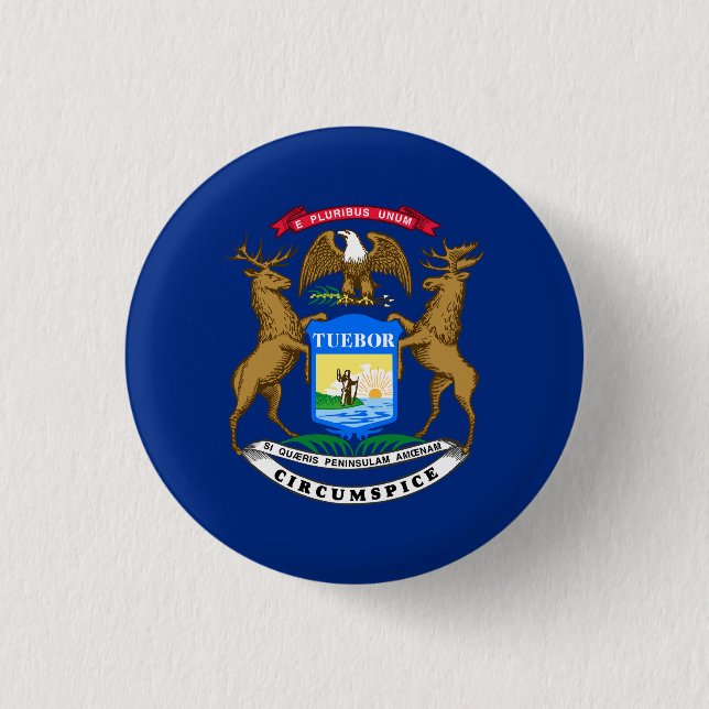 Michigans statsflagga knapp (Framsida)