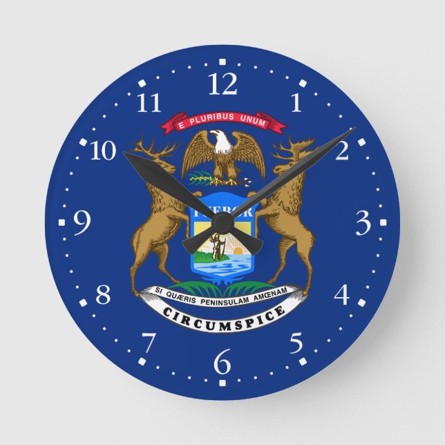 Michigans statsflagga rund klocka (Framsida)