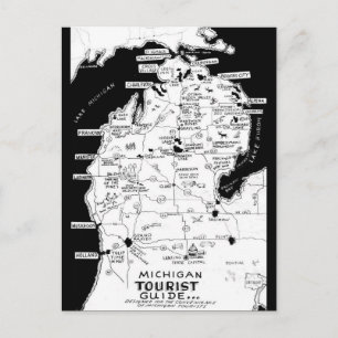 Michigans turistkarta vykort