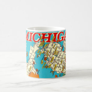 Michigans Wonderland Vintage Karta Kaffemugg