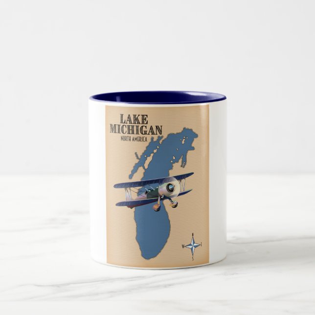 Michigansjön Nordamerika karta Två-Tonad Mugg (Center)