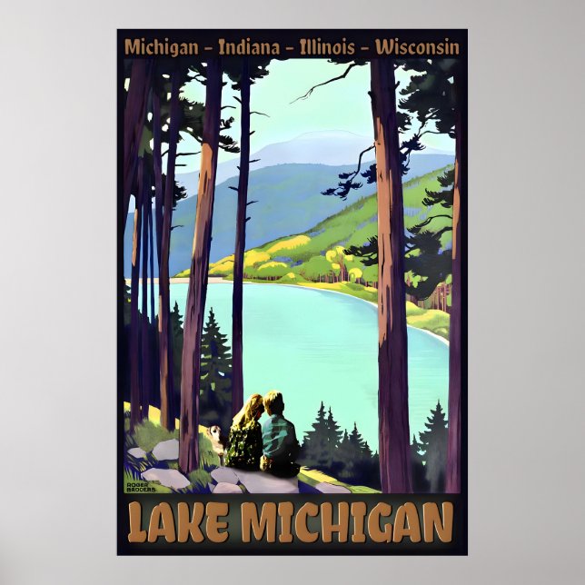 MICHIGANsjön Retro Roger Broders Resa Poster (Framsidan)