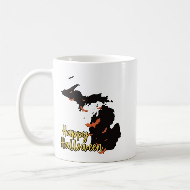 Michiganstaten Karta Happy halloween Fladdermus Kaffemugg (Vänster)