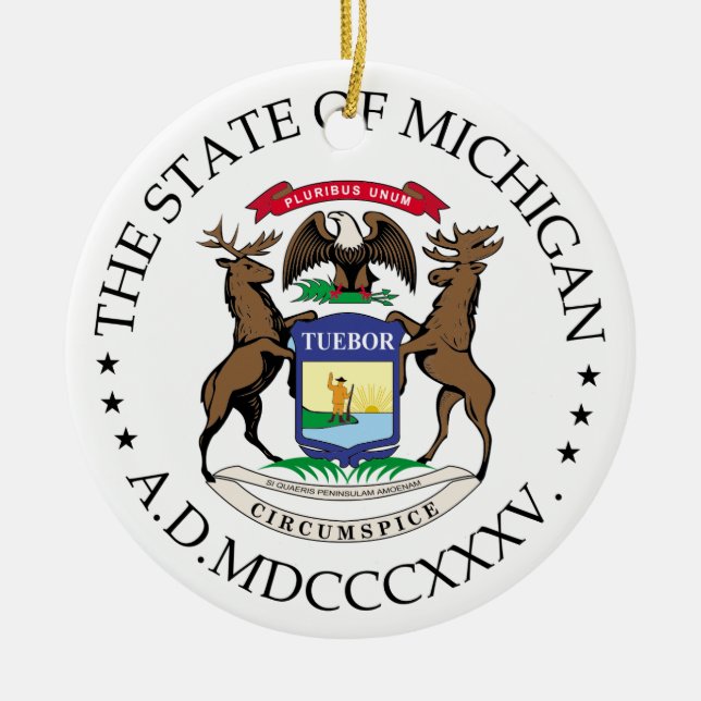 Michigantecken Julgransprydnad Keramik (Framsidan)
