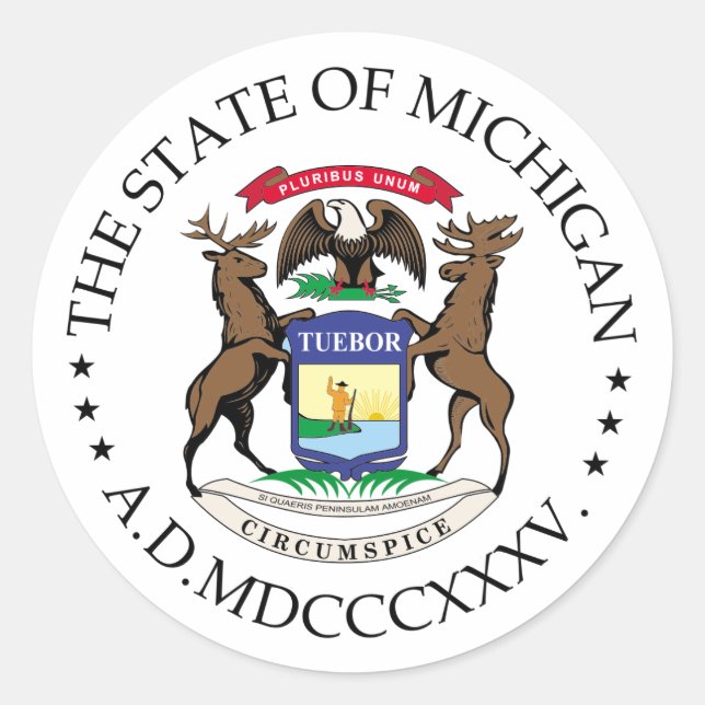 Michigantecken Runt Klistermärke (Framsida)
