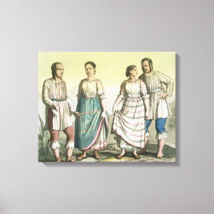 Michoacan indier i den traditionella dräkten, canvastryck