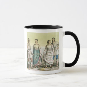 Michoacan indier i den traditionella dräkten, mugg