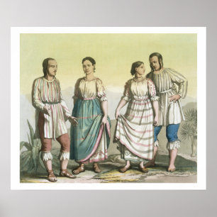 Michoacan indier i den traditionella dräkten, poster