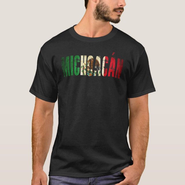 Michoacan Mexikanska Flagga T Shirt (Framsida)